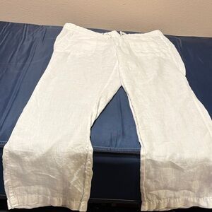 Caslon White Linen Blend Wide-Leg Pants